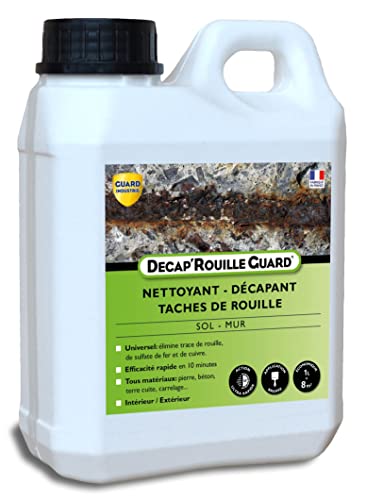 Guard Industrie - Decap'Rouille Guard - 1L traite 8m2 - Décapant Rouille Express –Agit en 10 Minutes– Pierre, Carrelage, Tomette, Béton – Elimine...