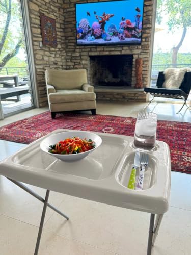 Image of Folding TV Tray Table, Portable, Sturdy, Gray (Set of 2)