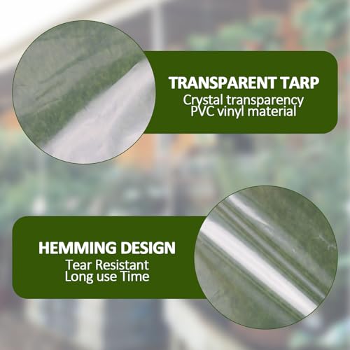 XCRPRT Klare Plane, Wasserdicht, Strapazierfähig, 1 x 2 m, Transparente Plane, Große wasserdichte PVC Abdeckplane mit Ösen und Seil für Garten, Outdoor, Camping, Wohnwagen, Gewächshaus
