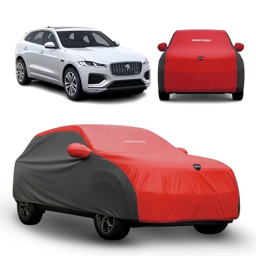 Image of PROTEGO Prime Series India's 1st Anti-Tear Car Cover for Jaguar F-Pace | Heavy-Duty, Custom Fit, All Weather Protection | 100% Waterproof, Windproof & Hail Resistant | 2-Year Warranty | Red + Black