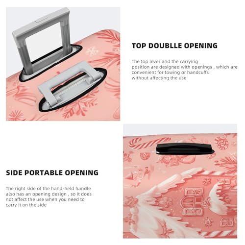 Pink House Candy Canes Christmas Elves Elastic Travel Luggage Covers Dustproof Scratch-Resistant Suitcase Protector Fit 22-24 Inch3