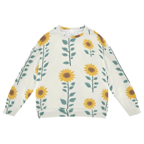 JUNZAN Cartoon Sunflowers Beige Big Boys Sweatshirt Hoodie Fleece Fall Tops Shirts Athletic 4T