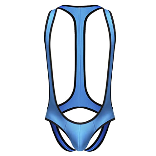 YiZYiF Boxershorts för män, brottning singlet, boxer, hipster, kalsonger, underkläder, sexiga underkläder, kostym S–3XL, blå, M