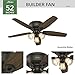 Hunter 52 inch Indoor Ceiling Fan with LED Lights - Bronze Ceiling Fan with Pull Chain, For Bedroom, Living Room, or Kitchen, Low Profile Mount, No Remote, 5 Blades - Builder 53327, New Bronze