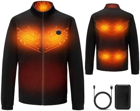 HEWINZE Men's Heated Fleece Jacket, 5-Zone Heating with 3 Temp Settings & Single-Button Control for Outdoor & Work