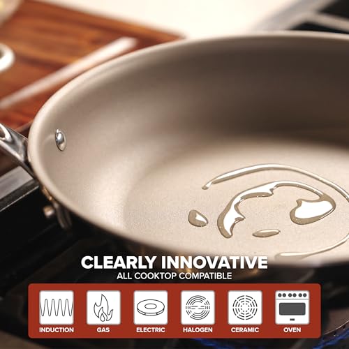 Image of Viking PureGlide Pro 3-Ply Nonstick Frying Pans, Made without PFAS, 2-Piece Induction Fry Pan Set, 9.5 and 11-Inch, Metal Utensil Safe Titanium Nonstick Surface, Oven Safe to 600F