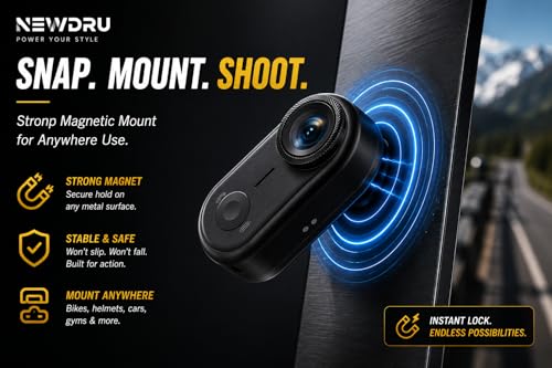 Image of NEWDRU EpicShot 4K Action Camera | 4K Ultra HD, 20MP, 6-Axis EIS Stabilization | IP68 Waterproof 10m | Magnetic Mount | WiFi App Control | 64GB Storage | Mini Portable Vlogging Camera