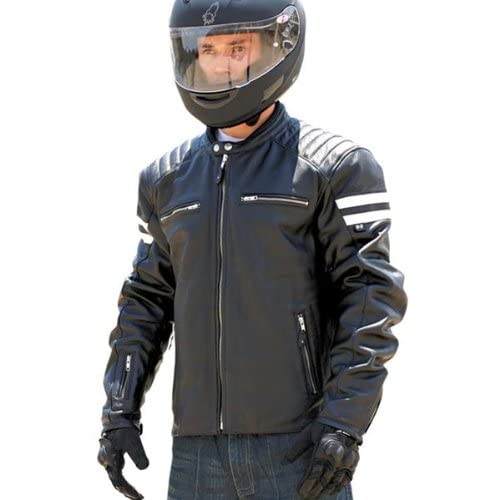 Joe Rocket 1326-1003 Classic '92 Men's Leather Motorcycle Jacket (Black/White, Medium) #TOP2