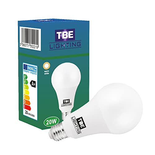 TBE LIGHTING 20W LED A80 Bulb - E27 Standard Screw Fitting, 150w Equivalent Non-Dimmable Energy Saving LED A80 Bulb, 1800 Lumen Output, 20,000Hrs Life Expectancy (3000K Warm White)