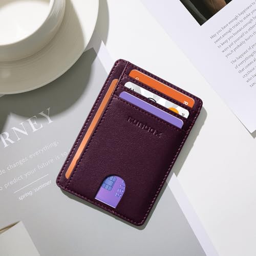 Image of RUNBOX Slim Minimalist Front Pocket RFID Blocking Leather Wallets for Men and Women Card Holder Wallets Gifts for men