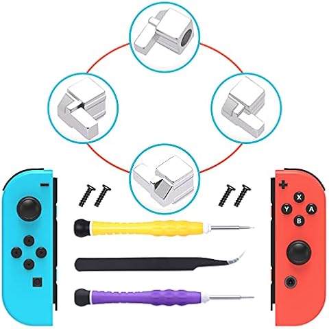 [New Version]Replacement Latches Compatible with Switch/ Switch OLED JoyCon, Lock Buckles Repair Tool Kit Compatible with Switch JoyCons with Screwdrivers and Tweezer Cover