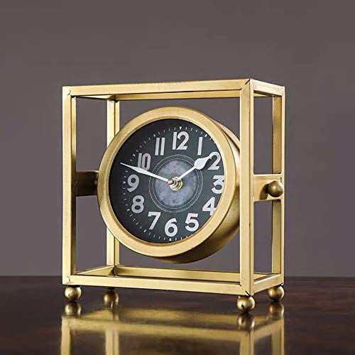 Metall, Eisen, Creative Desktop Kleiner Taktgeber-Uhr-Startseite TV Schrank Wohnzimmer Atmosphäre Retro Desktop Clock Ornament 22 * ​​10 *