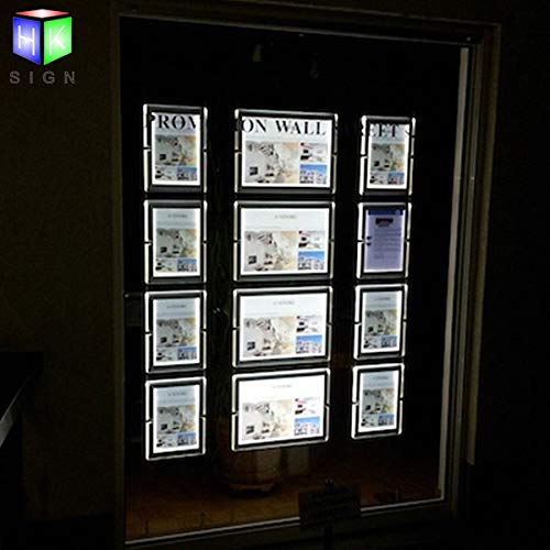 Bienes raíces ventana colgante oficina llevó acrílico cartel marco luz caja titular