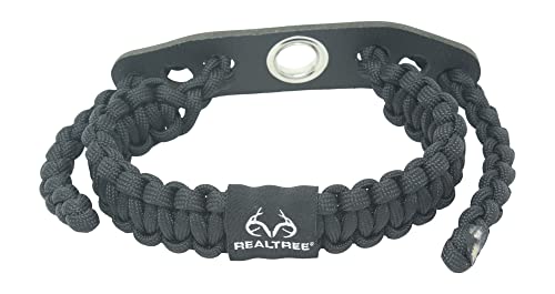 Ten Point Gear Realtree® Paracord Archery Bow Wrist Sling - 100% Full Grain Leather 550 Paracord (Blackout)