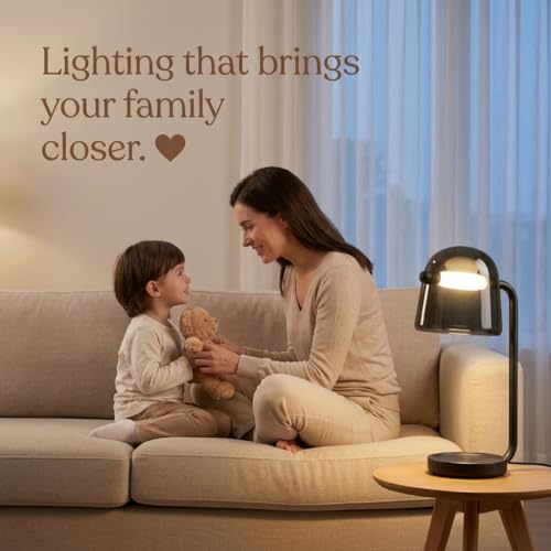 Image of Decor chronicle Table Lamp 3-Color CCT (Warm + Natural + Cold White) Black Metal & Glass Dome Shade LED Desk Lamp for Bedroom Living Room Office