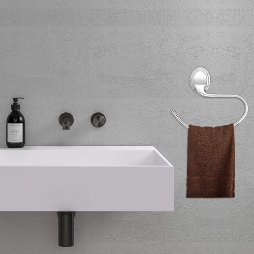 Image of Plantex (Primax) 304 Grade Stainless Steel Towel Ring for Bathroom /Hand Napkin Holder for Washbasin /Bathroom Accessories - Cubic (Chrome)