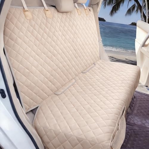 Bark Lover Dog Car Seat Cover for Back Seat Waterproof Backseat Protector, Nonslip Rear Seat Cover for Kids,Universal Size Fits Cars Trucks SUVs (Beige)