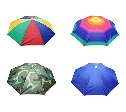 Accinouter Umbrella Hat, Folding Headwear 26" Hands Free Sunshade Double Layer Protection Parasol For Fishing Gardening Beach Camping Party (Royalblue, 14.2"X26"X26" (Open) 14.2"X 2" (Fold)) #TOP7