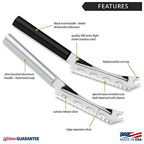 Rada Cutlery Cheese Knife – Stainless Steel Serrated Edge With Aluminum Handle, Made in the USA, 9-5/8