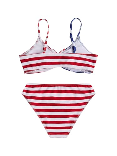 Image of COZYEASE Girls' 2 Piece Ditsy Floral Print Knot Front Ruched Triangle Bikini Swimsuit