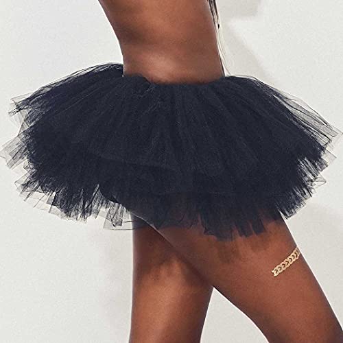 Nicute Tutu Skirt Dance Tulle Skirts Elastic Tutu Costume Halloween Ballet Skirt For Women And Girls (Black) #TOP4