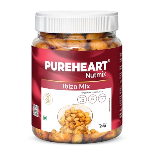 Image of PUREHEART Nutmix Ibiza Mix | Premium Macadamia (40%), Cashew, Peeled Almond Roasted Nuts l Party Mix with Island Soul- Herbs & Chilli Flavor| High Protein Party Snack | 230g