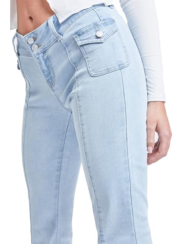 YMI Women's Junior Cargo Flare Jean with Side Pockets4