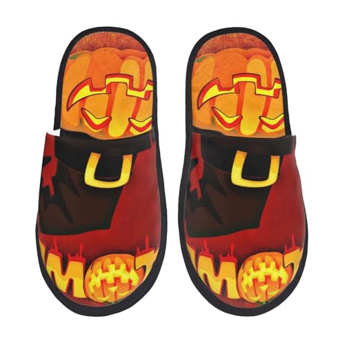 Halloween Pumpkin Print Women Slippers Home Furry Shoes Keep Men Couples Shoes Warm For Women-