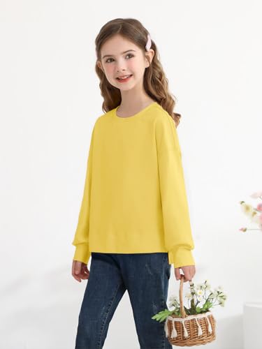 Girls Oversized Long Sleeve Shirts Kids Casual Crewneck Side Split Tops Fashion Tees 5-14 Years4