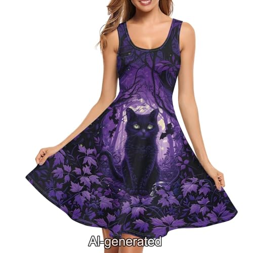 Image of Dreaweet Casual Sleeveless Dresses for Women Girls, Round Neck Tank Dresses with Pockets Summer Sundress Size XS-4XL