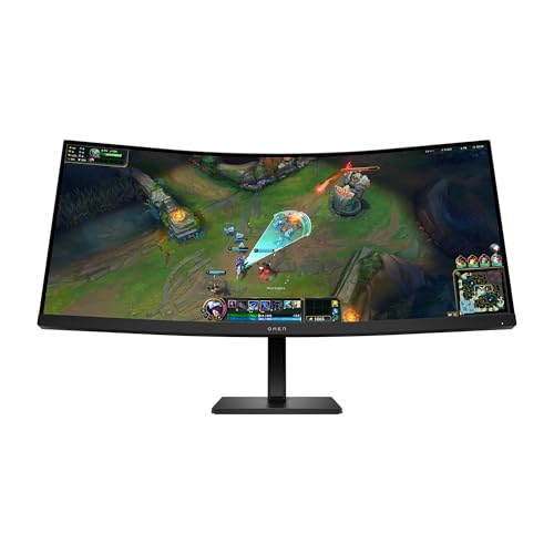 HP OMEN 34 inch WQHD 180Hz Curved Gaming Monitor - 34c G2 | Integrated Dual 3W Speakers | Console Compatible | Adjustable stand | Joypad OSD Button | Integrated Cable Management