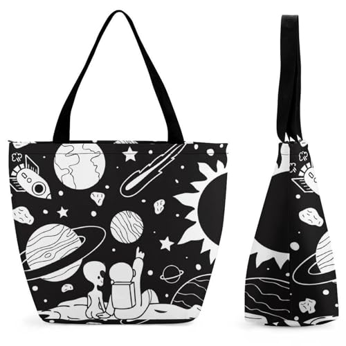 Sac à main pour femme noir et blanc grand format 28.5x18x32.5cm contre le manque de place