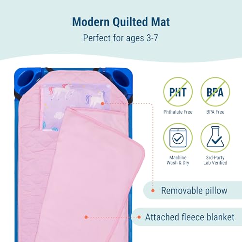 image for Wildkin Modern Kids Nap Mat – Soft Cotton Blend with Pillow & Elasti