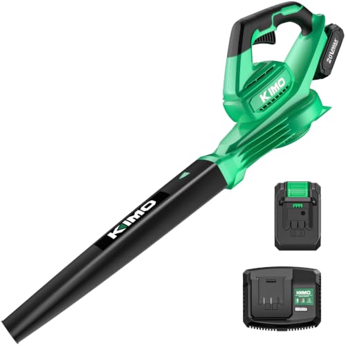 Image of K I M O. Leaf Blower Cordless with Battery and Charger, Extension Tube, 200 CFM 170 MPH Lightweight Cordless Leaf Blower, 2000mAh Battery Operated Leaf Blowers for Lawn Care, Yard | Patio | House