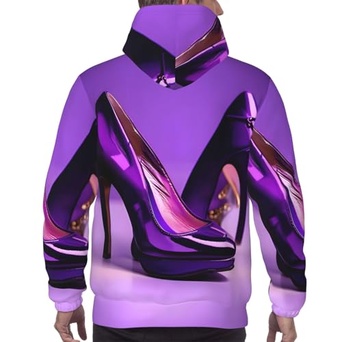 Pull en polyester pour homme avec imprimé rouge à lèvres et sweat à capuche violet - 4