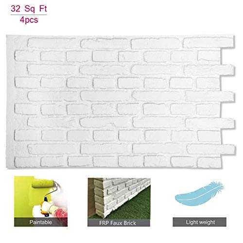 3D Brick Wall Panels FRP Faux Stone Bricks Wallpanel for Tv Walls, Sofa Background, Wall Art Decorative Extrior and Interior Wall Tiles, Faux Old Brick (1 Box, 45" x 26", Vintageï¼Œ32 Square Feet/Box)