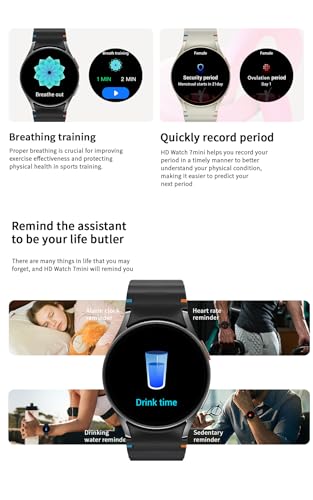 Mini montre intelligente W7 avec écran AMOLED 1.3'' et boîtier noir de 40mm