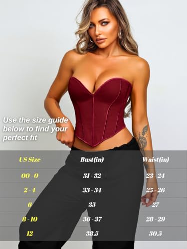 Image of ChiaoLezhee Heart Corset Top For Women, Sexy Concert Outfits Going Out, Strapless Crop Top, Overbust Bustier