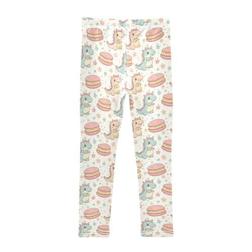 ZZKKO Girls Leggings Cartoon Cute Dinosaur Macaron Toddler Girls Clothes Toddler Comfortable Bottoms Girl Leggings 3T-10Y2