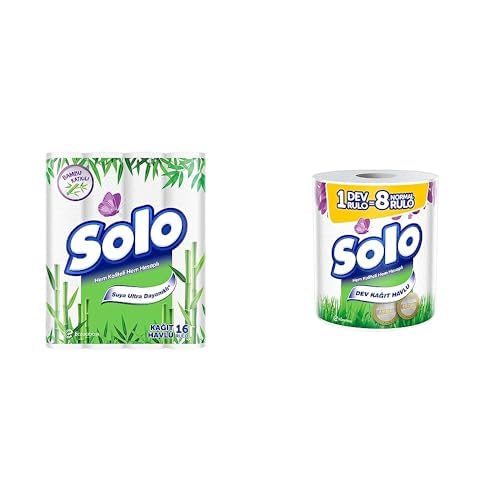Solo Kağıt Havlu Bambu Katkılı 16'lı + Solo Kağıt Havlu Akil'li Seçi mler Dev Rulo 1=8