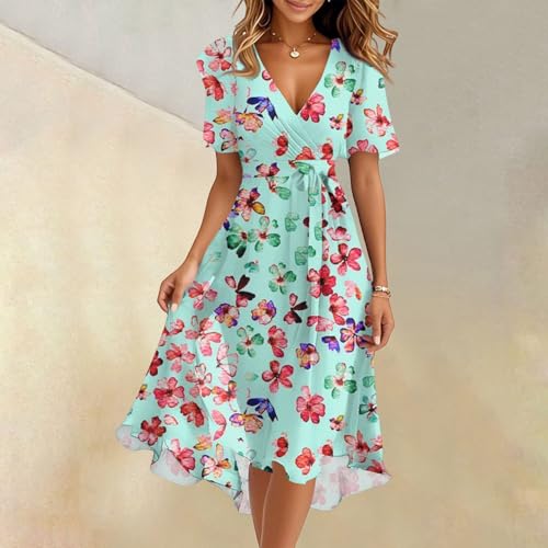 Spring Summer Chiffon Midi Dresses for Women 2025 Elegant Classy Wedding Guest Floral Formal Cocktail Prom Dress