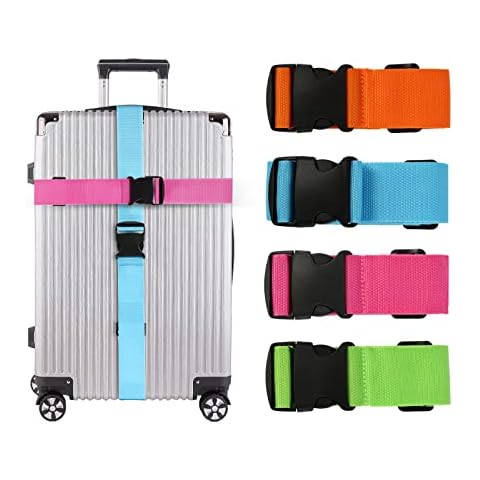 4 Pack Luggage Straps for Suitcase, EnvySun Adjustable Travel Packing Secure Belt Accessory Set for Travel Bag Luggage Briefcase - Mixed Colors Cover