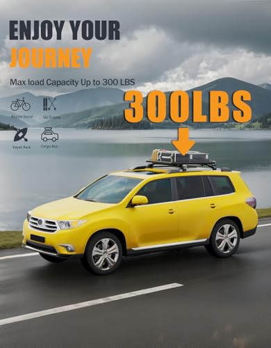Image of KINGGERI 300lbs Lockable Roof Rack Cross Bars Compatible with Toyota Highlander 2008-2013 with Raised Side Rails, Heavy Duty Aluminum Roof Rails Crossbars Luggage Skiboard Car SUV Accessories