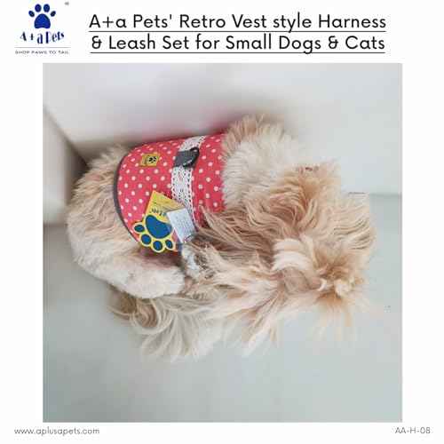 Image of A+a Pets' Retro Vest Harness & Leash Set | No Pull, No Escape, Breathable, Cute Combo for Puppies, Small Dogs, Cats (London Dreams, Pink, L)