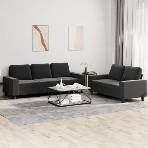 EVERSTRO 2 Piece Sofa Set Black Fabric,Chic and Cozy Sofa