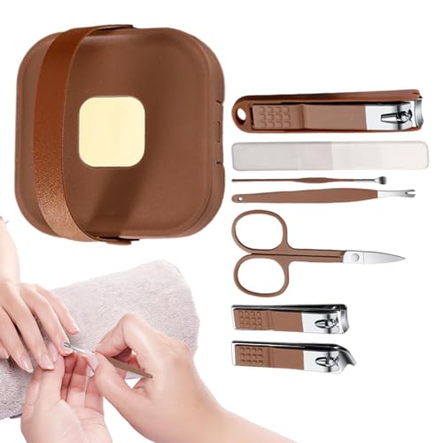 Juego de manicura - Juego de cortaúñas | Estuche de uñas con 7 instrumentos | Set de manicura y pedicura para mujeres y hombres | Juego de uñas para hombre y mujer MarQus de acero pulido niquelado