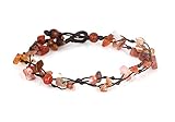MGD, Orange Carnelian Color Bead Anklet. Beautiful 26 Centimeters Handmade Stone Anklet Made from wax cord. Fashion Jewelry for Women, Teens and Girls., JB-0128A