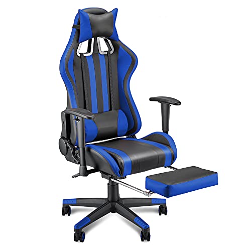 Soontrans-Silla-Gamer-Ergonomica-Silla-Gaming-con-Reposapies-Reposacabeza-y-Cojin-Lumbar-Reposabrazos-Ajustable-Mecanismo-de-Inclinacion-Carga-maxima-de-150-kg-Azul
