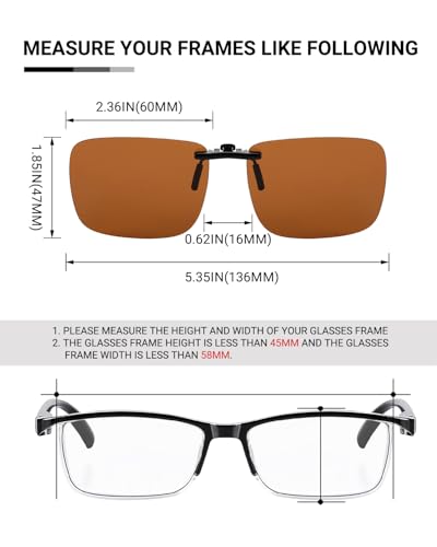 Image of TERAISE Polarized Clip on Sunglasses Over Prescription Glasses Anti-Glare UV400 for Men Women Driving Travelling Outdoor