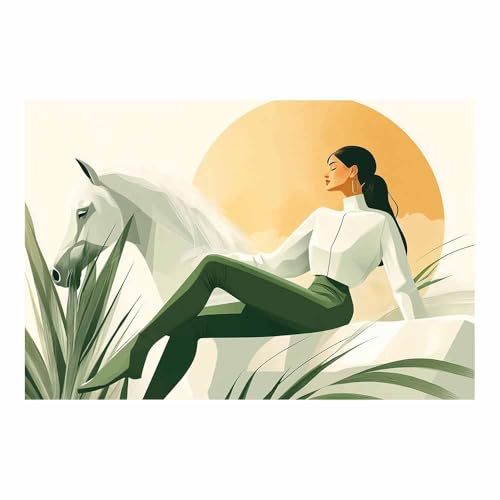 Poster Renaissance féminin moderne cheval blanc déco chambre 70x100